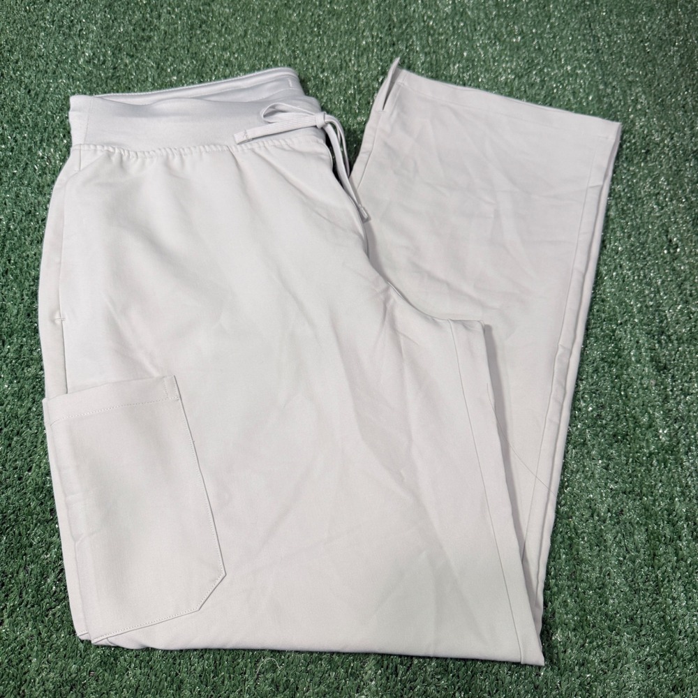 Mandala Men's L Light Gray Scrub Pants Elastic Waist Drawstring Cargo Pockets